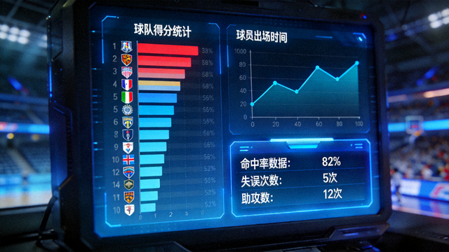 体育数据分析屏幕上的统计图表与数据面板