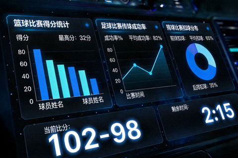 体育数据分析屏幕上的图表与统计数字